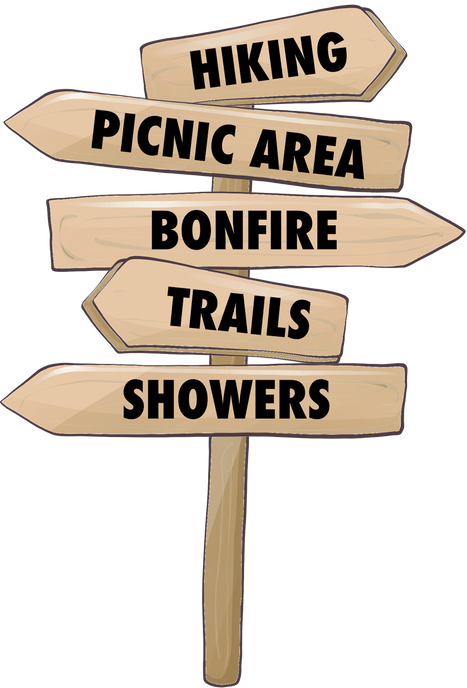 Watercolor Camping Direction Signboard 