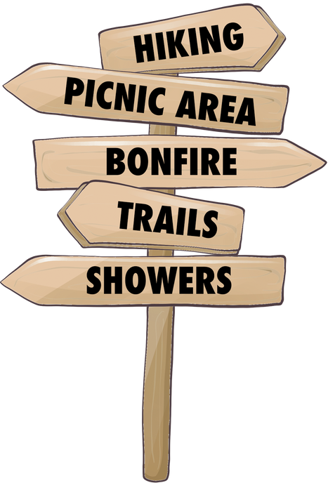 Watercolor Camping Direction Signboard 